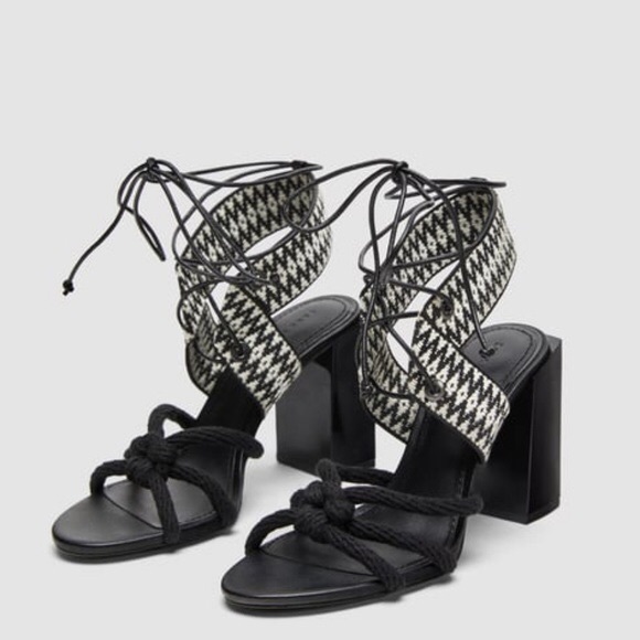 Zara Shoes - Zara Women Black & White Block Heel Sandals 10